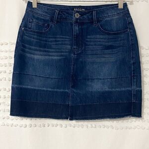 Baccini raw release frayed hem denim mini skirt 8p